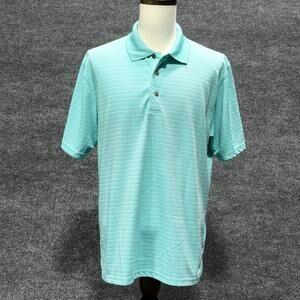 Champions Tour Polo Shirt Mens XL Blue Striped Golf Performance Polyester